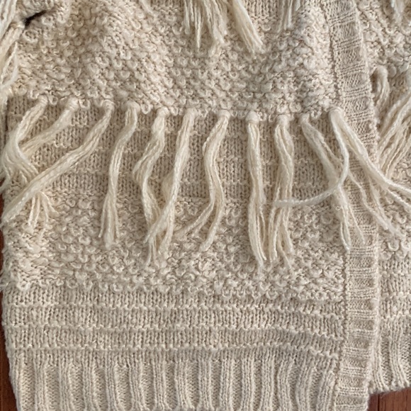 Saltwater Luxe Cream Fringe Boho Open Front Cardigan size L - Picture 2 of 7